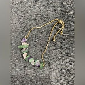 Multi stone gold adjustable slider bracelet for wrist or ankle. NWOT!